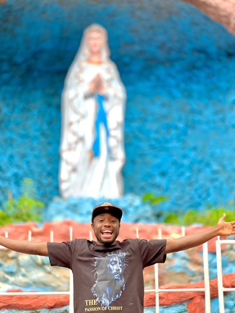 At a Marian grotto during our pilgrimage
